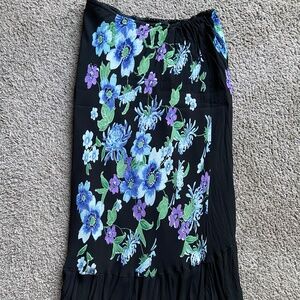 midi y2k vintage skirt S embroidered floral split whimsygoth fairy asymmetrical
